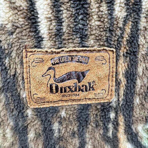 Duxbak Reversible Jacket Mens Large Camo Fleece Black Nylon Full Zip + Pockets - Picture 5 of 10